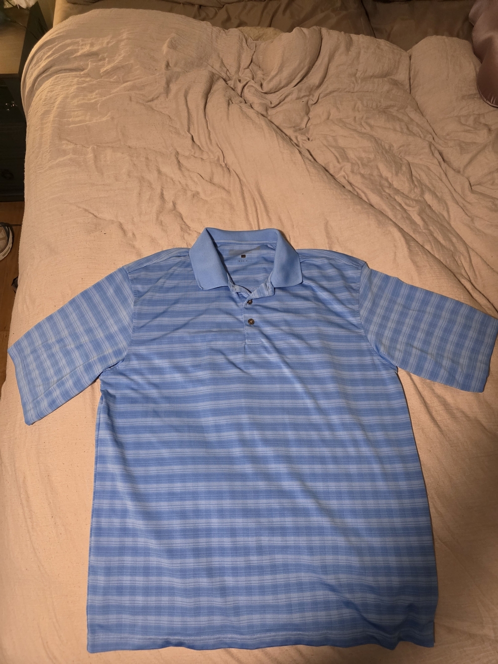 Classic Light Blue Striped Men's Polo Shirt